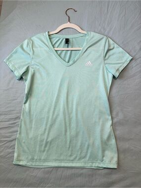 Adidas Golf V-Neck Tee | Size S | Mint/Aqua
